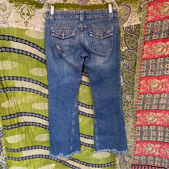 Y2K lei Sophia Embroidered Hipster Flared Jeans Size 7 - Picture 9 of 16